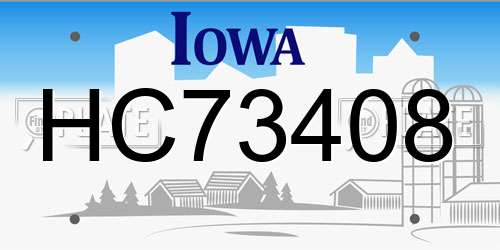 HC73408 Iowa License Plate