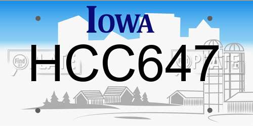 HCC647 Iowa License Plate