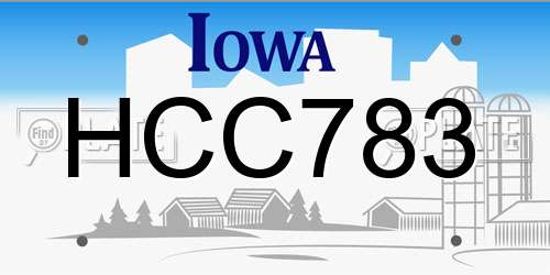 HCC783 Iowa License Plate
