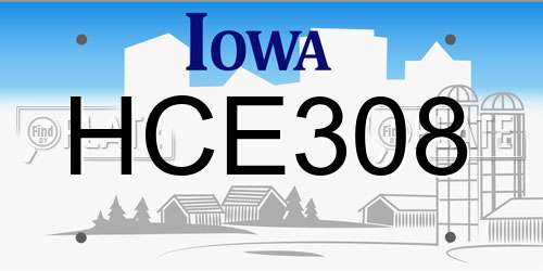 HCE308 Iowa License Plate
