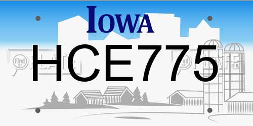 HCE775 Iowa License Plate