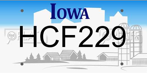 HCF229 Iowa License Plate