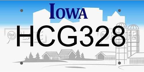 HCG328 Iowa License Plate