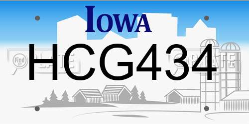 HCG434 Iowa License Plate