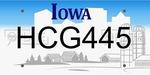 HCG445 Iowa License Plate