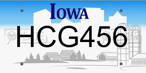 HCG456 Iowa License Plate