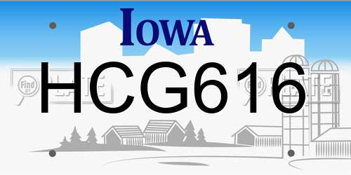 HCG616 Iowa License Plate