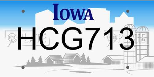 HCG713 Iowa License Plate