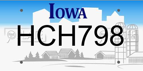 HCH798 Iowa License Plate