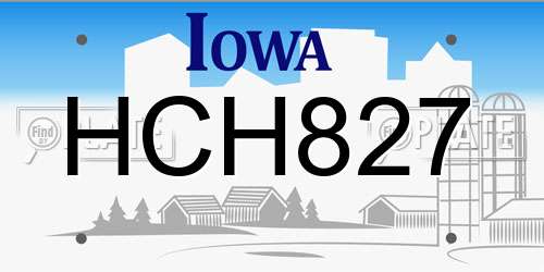 HCH827 Iowa License Plate