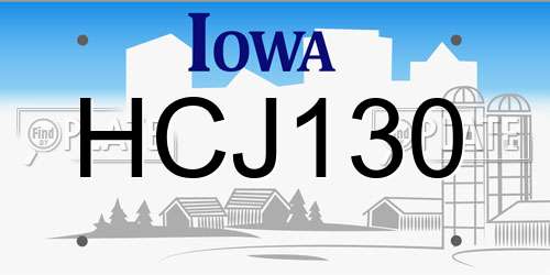 HCJ130 Iowa License Plate