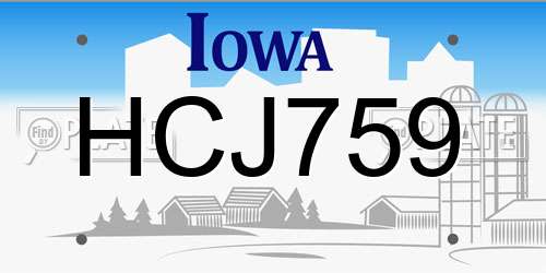 HCJ759 Iowa License Plate