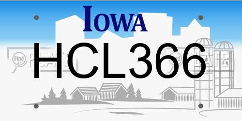 HCL366 Iowa License Plate