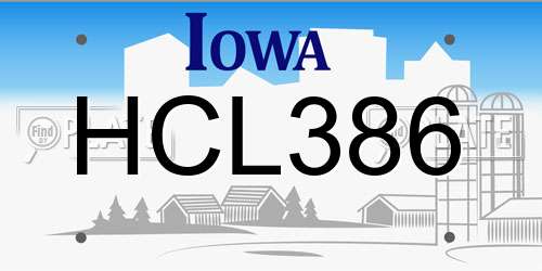 HCL386 Iowa License Plate