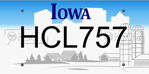 HCL757 Iowa License Plate