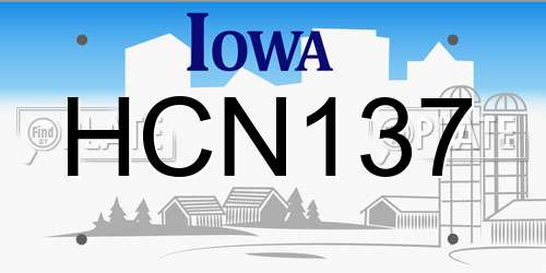 HCN137 Iowa License Plate