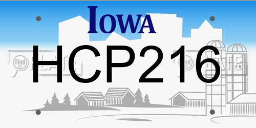 HCP216 Iowa License Plate