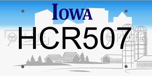 HCR507 Iowa License Plate