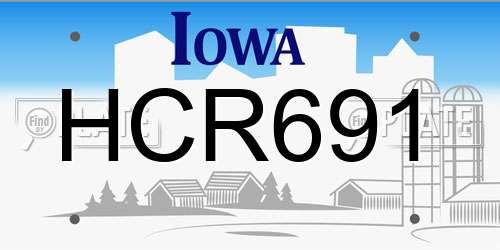 HCR691 Iowa License Plate