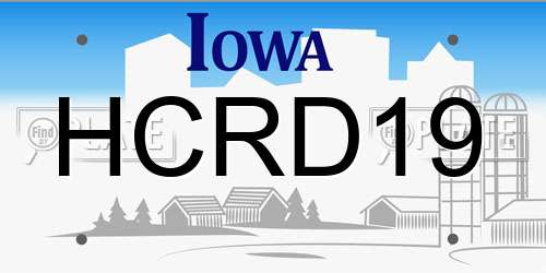 HCRD19 Iowa License Plate