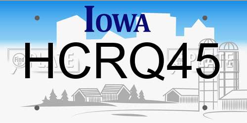HCRQ45 Iowa License Plate