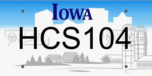 HCS104 Iowa License Plate