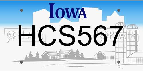 HCS567 Iowa License Plate