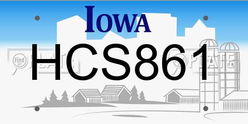HCS861 Iowa License Plate