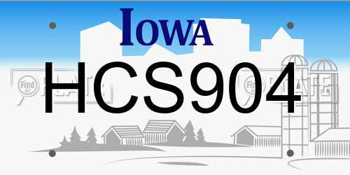 HCS904 Iowa License Plate