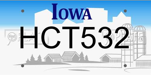 HCT532 Iowa License Plate
