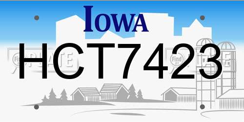 HCT7423 Iowa License Plate