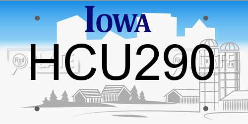 HCU290 Iowa License Plate