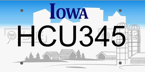 HCU345 Iowa License Plate