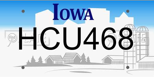 HCU468 Iowa License Plate