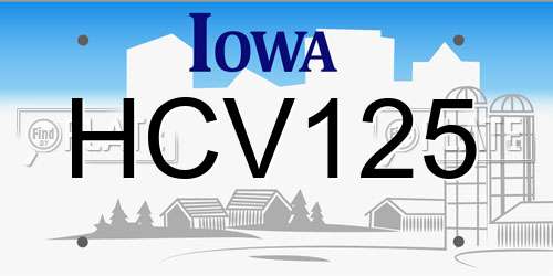 HCV125 Iowa License Plate