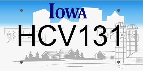 HCV131 Iowa License Plate