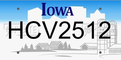 HCV2512 Iowa License Plate
