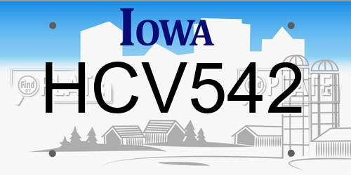 HCV542 Iowa License Plate