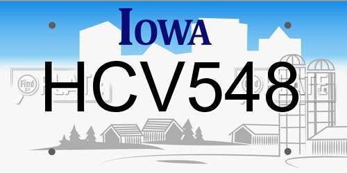 HCV548 Iowa License Plate