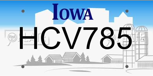 HCV785 Iowa License Plate