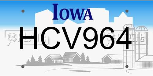 HCV964 Iowa License Plate