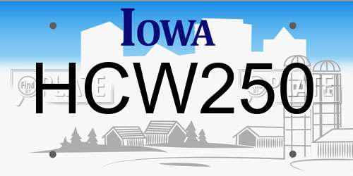 HCW250 Iowa License Plate