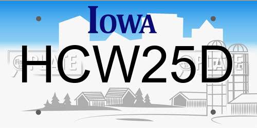 HCW25D Iowa License Plate