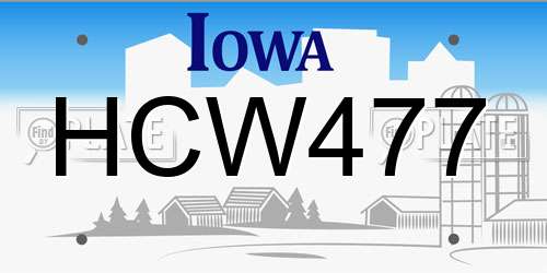 HCW477 Iowa License Plate