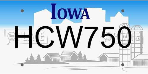 HCW750 Iowa License Plate