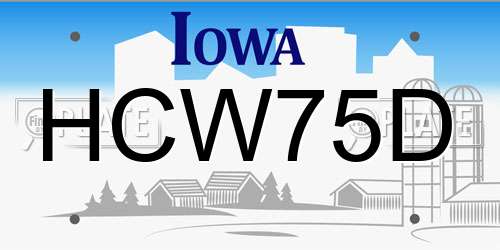 HCW75D Iowa License Plate