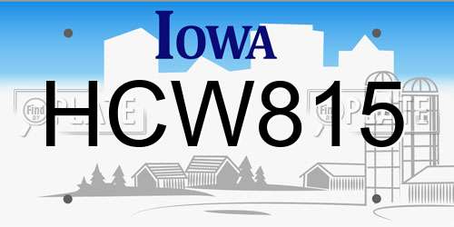 HCW815 Iowa License Plate