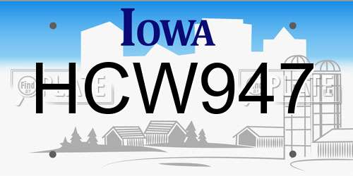 HCW947 Iowa License Plate