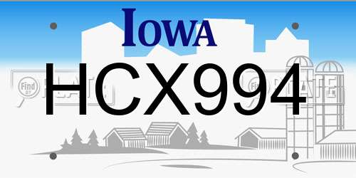 HCX994 Iowa License Plate