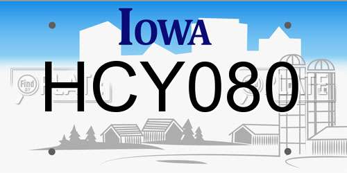 HCY080 Iowa License Plate